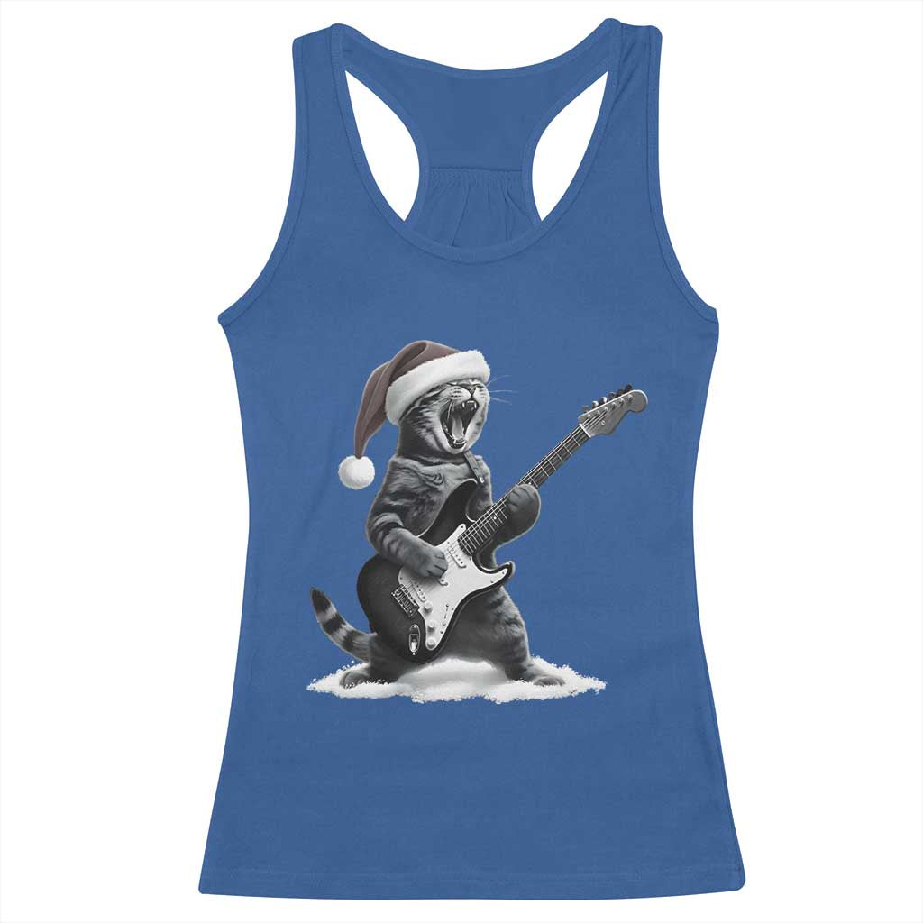 Funny Cat Guitar Racerback Tank Top Rock and Roll Christmas TS14 Royal Blue Print Your Wear