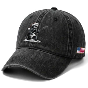 Funny Cat Guitar Washed Cotton Baseball Cap Rock and Roll Christmas TS14 Print Your Wear