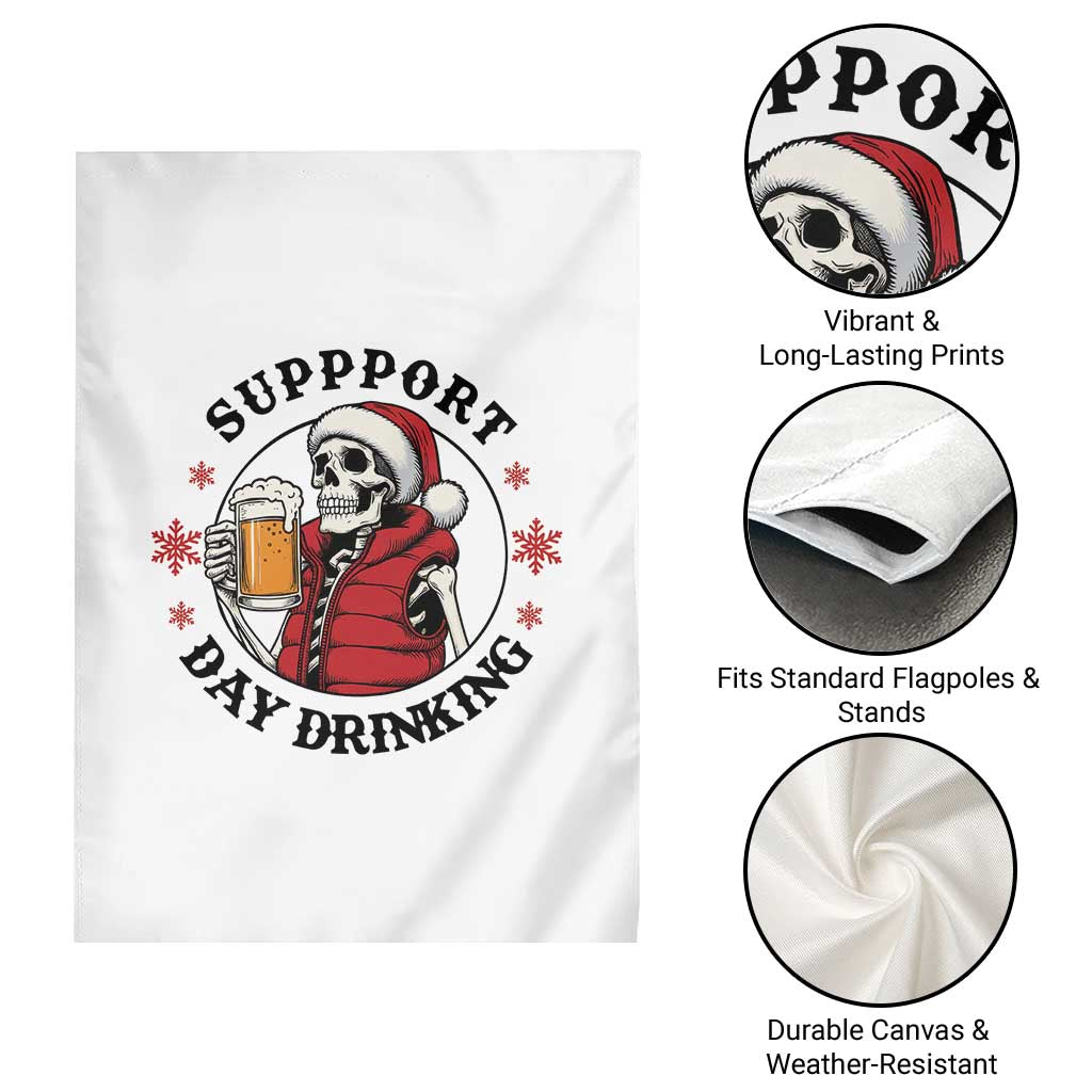 Funny Skeleton Beer Christmas Garden Flag Support Day Drinking TS14 Print Your Wear