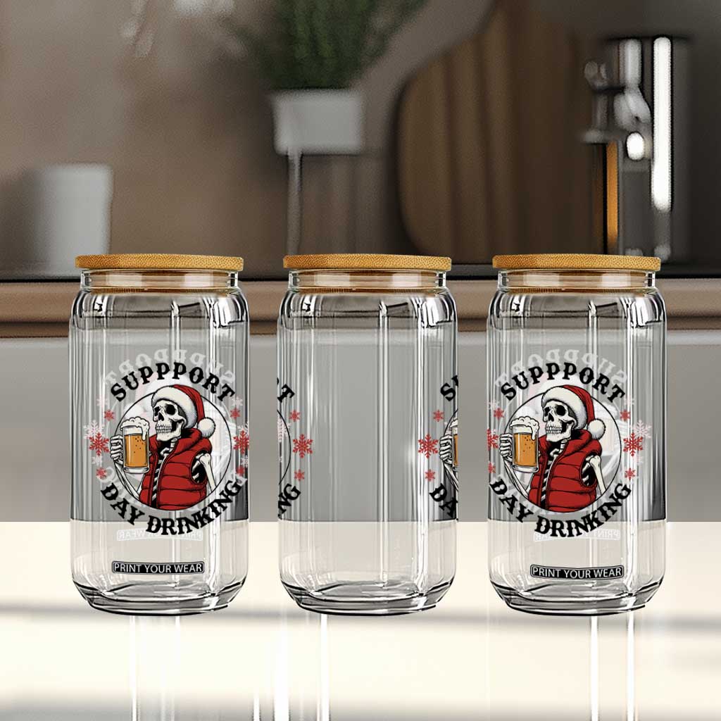 Funny Skeleton Beer Christmas Glass Can Support Day Drinking TS14 Print Your Wear