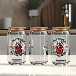 Funny Skeleton Beer Christmas Glass Can Support Day Drinking TS14 Print Your Wear