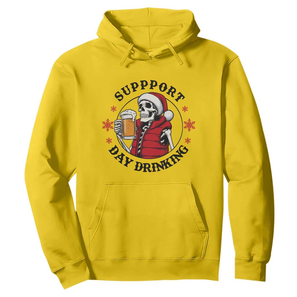 Funny Skeleton Beer Christmas Hoodie Support Day Drinking TS14 Daisy Print Your Wear