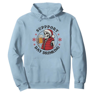 Funny Skeleton Beer Christmas Hoodie Support Day Drinking TS14 Light Blue Print Your Wear