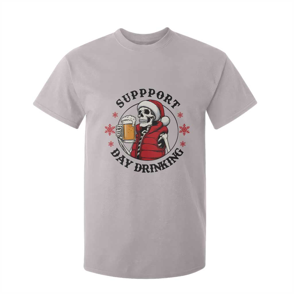 Funny Skeleton Beer Christmas T Shirt For Kid Support Day Drinking TS14 Ice Gray Print Your Wear