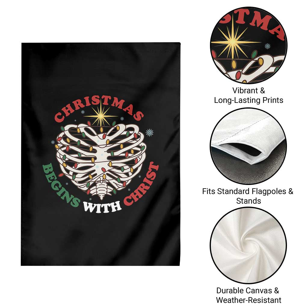 Funny Skeleton Christian Garden Flag Christmas Begins With Christ TS14 Print Your Wear