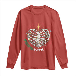 Funny Skeleton Christian Long Sleeve Shirt Christmas Begins With Christ TS14 Red Print Your Wear