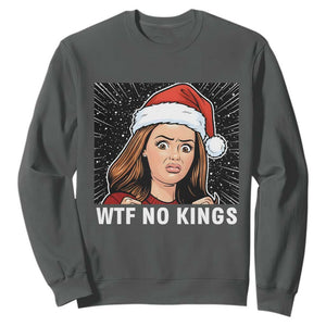 No Kings Sweatshirt Funny Doll Face Meme Christmas TS14 Dark Heather Print Your Wear