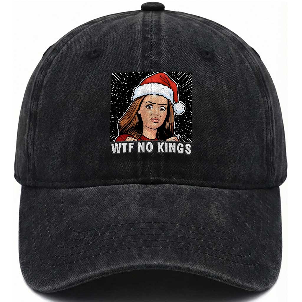 No Kings Washed Cotton Baseball Cap Funny Doll Face Meme Christmas TS14 Washed Cap Universal Fit Black Print Your Wear