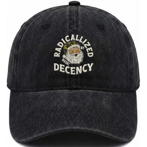 Funny Santa Camo Christmas Washed Cotton Baseball Cap Radicalized By Basic Decency TS14 Washed Cap Universal Fit Black Print Your Wear