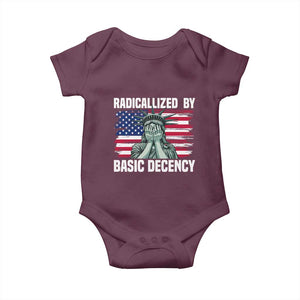 Statue of Liberty Patriotic Baby Onesie Radicalized By Basic Decency TS14 Maroon Print Your Wear