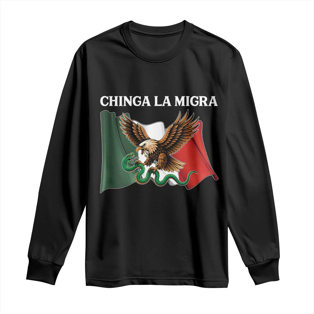 Immigration Rights Protest Long Sleeve Shirt Chinga La Migra Anti Fascism TS14 Black Print Your Wear