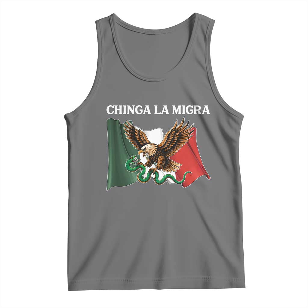 Immigration Rights Protest Tank Top Chinga La Migra Anti Fascism TS14 Black Heather Print Your Wear