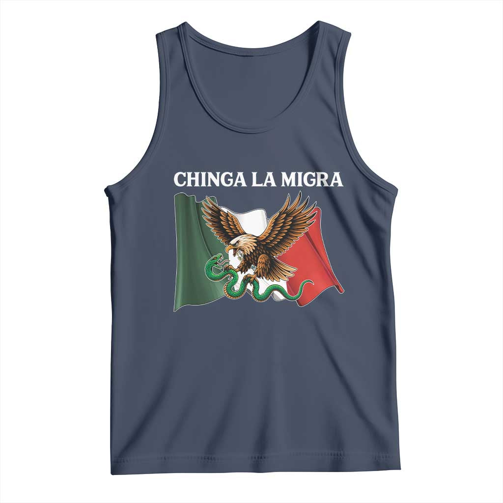 Immigration Rights Protest Tank Top Chinga La Migra Anti Fascism TS14 Navy Print Your Wear