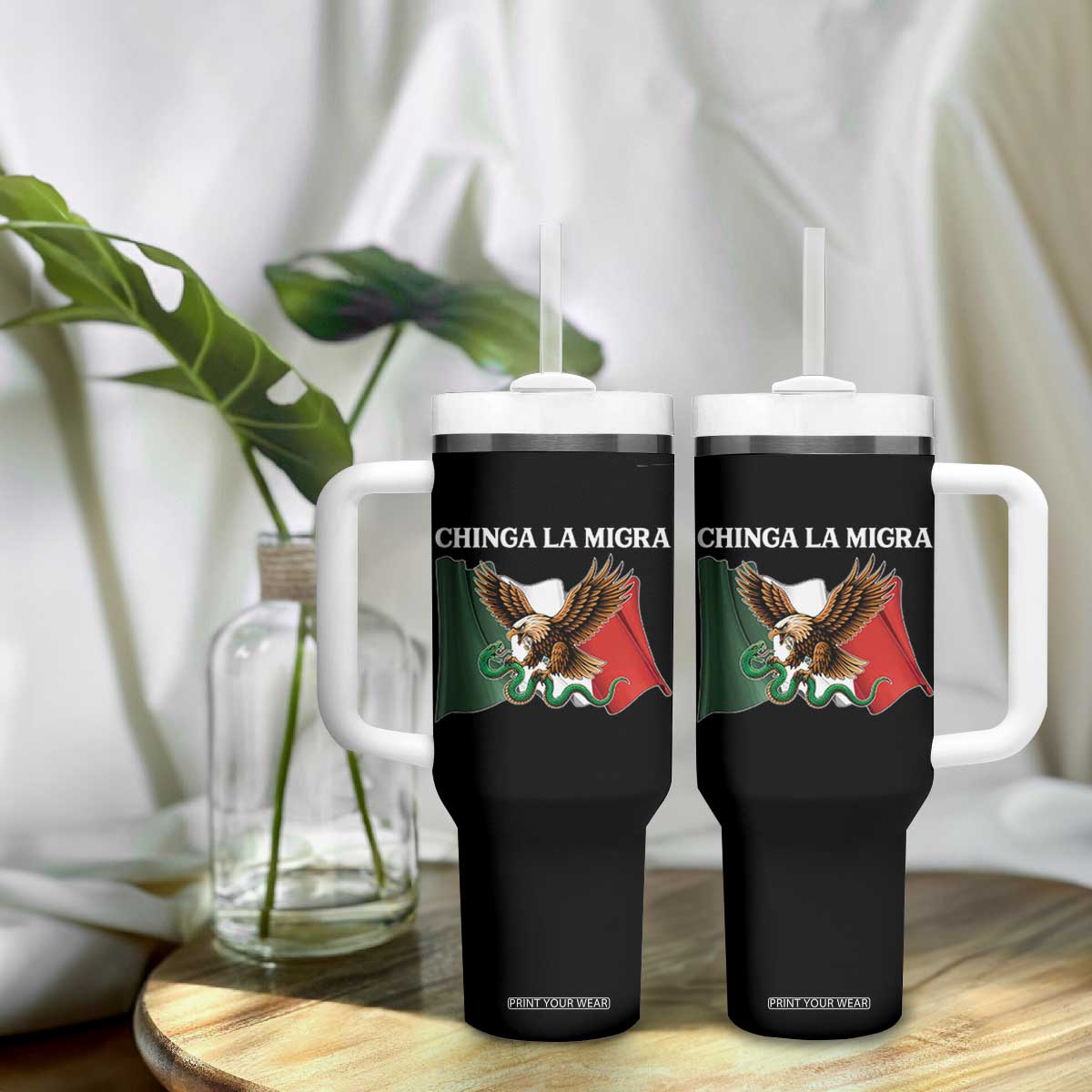 Immigration Rights Protest Tumbler With Handle Chinga La Migra Anti Fascism TS14 Print Your Wear