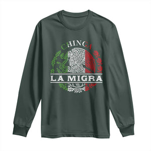 Chinga La Migra Long Sleeve Shirt Immigration Rights Anti Fascism Protest TS14 Dark Forest Green Print Your Wear