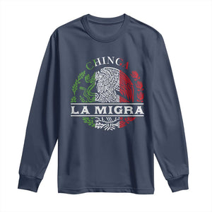 Chinga La Migra Long Sleeve Shirt Immigration Rights Anti Fascism Protest TS14 Navy Print Your Wear
