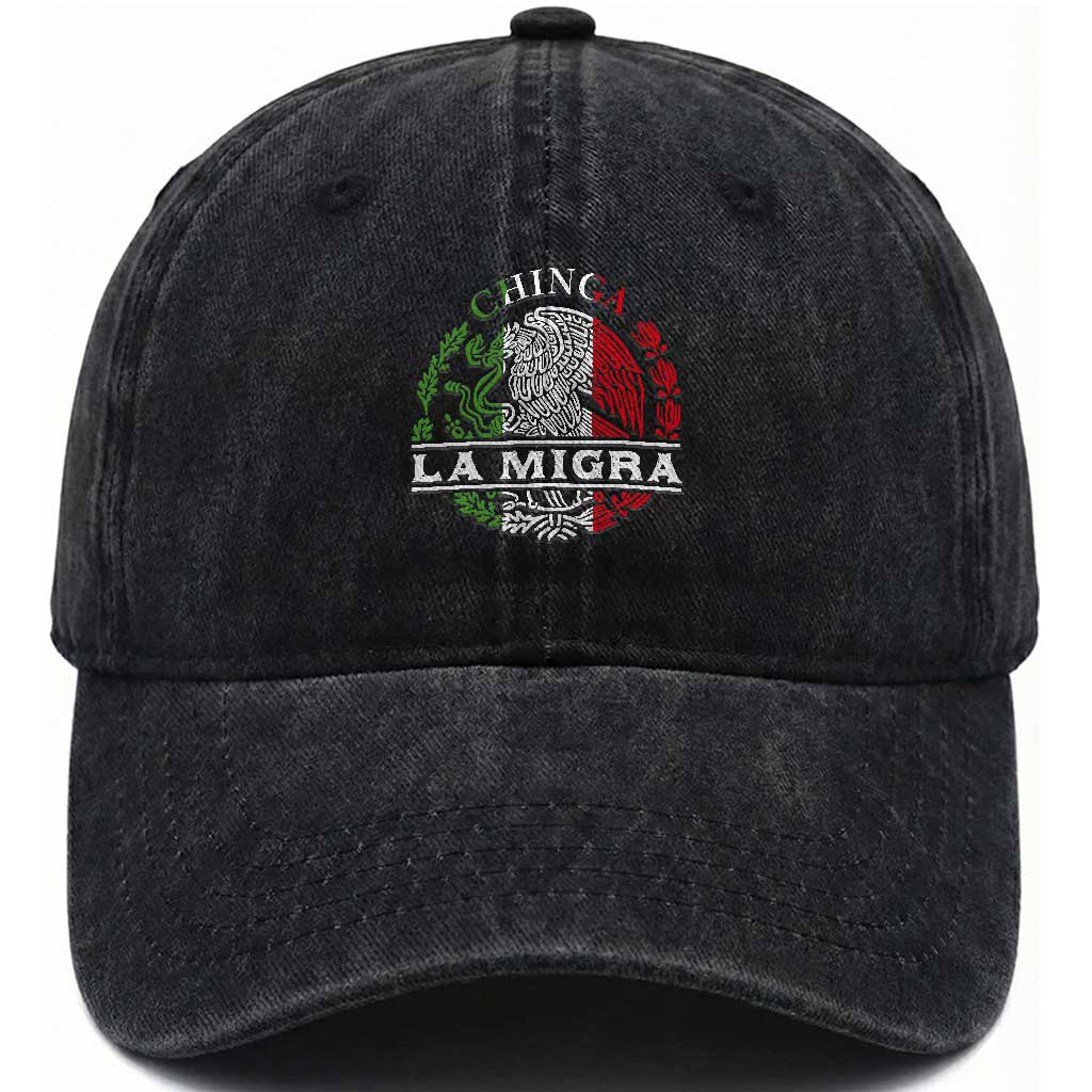 Chinga La Migra Washed Cotton Baseball Cap Immigration Rights Anti Fascism Protest TS14 Washed Cap Universal Fit Black Print Your Wear