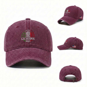 Chinga La Migra Washed Cotton Baseball Cap Immigration Rights Anti Fascism Protest TS14 Washed Cap Universal Fit Burgundy Print Your Wear