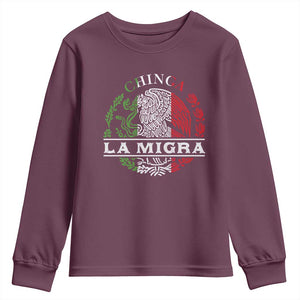 Chinga La Migra Youth Sweatshirt Immigration Rights Anti Fascism Protest TS14 Maroon Print Your Wear