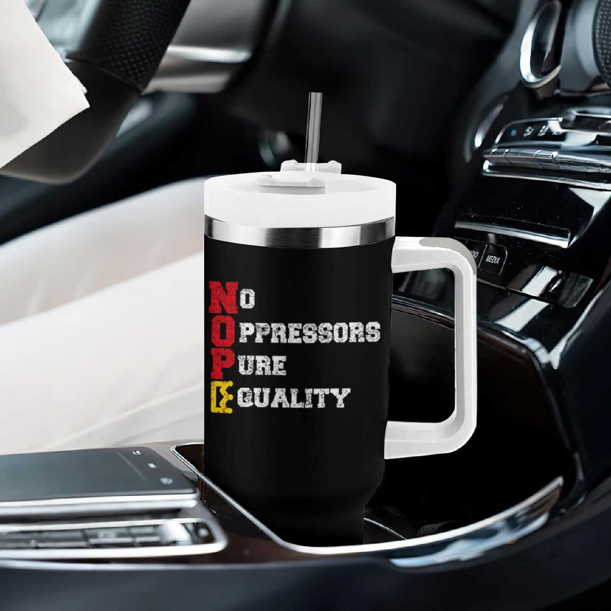 No Kings Tumbler With Handle No Oppressors Pure Equality TS14 Print Your Wear