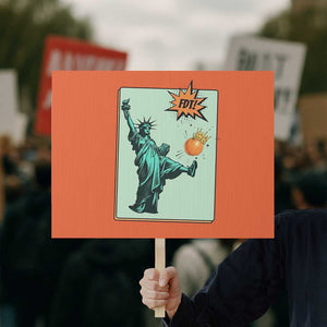 No Kings Protest Sign Statue of Liberty Political Protest TS14 Horizontal 18" × 24" Orange Print Your Wear