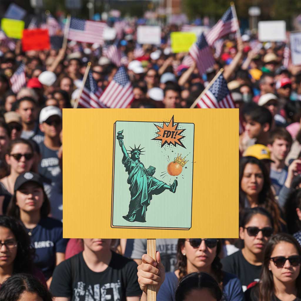 No Kings Protest Sign Statue of Liberty Political Protest TS14 Horizontal 18