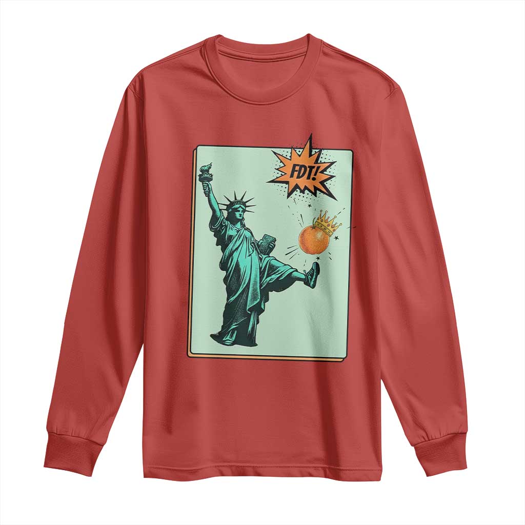 No Kings Long Sleeve Shirt Statue of Liberty Political Protest TS14 Red Print Your Wear