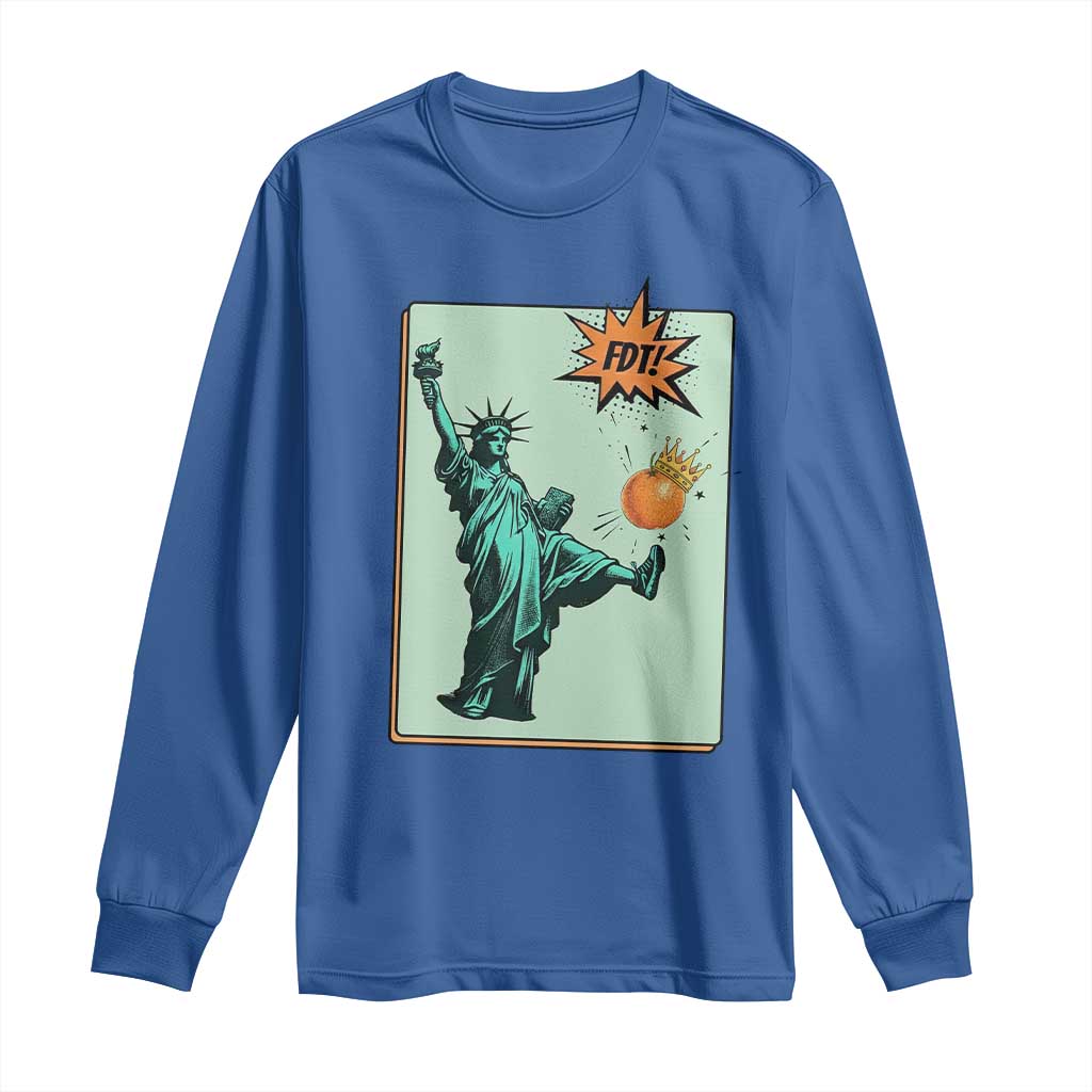 No Kings Long Sleeve Shirt Statue of Liberty Political Protest TS14 Royal Blue Print Your Wear