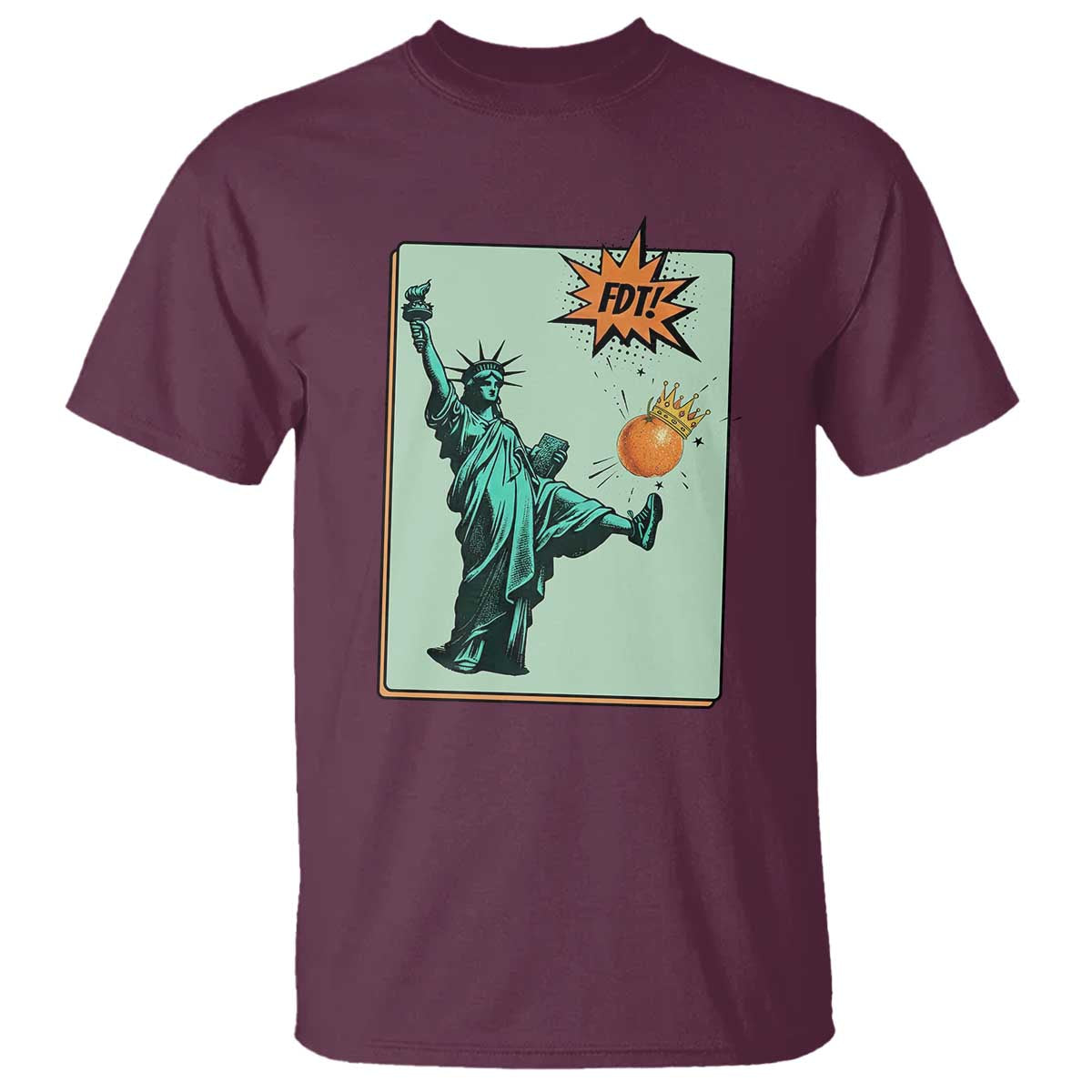 No Kings T Shirt Statue of Liberty Political Protest TS14 Maroon Print Your Wear