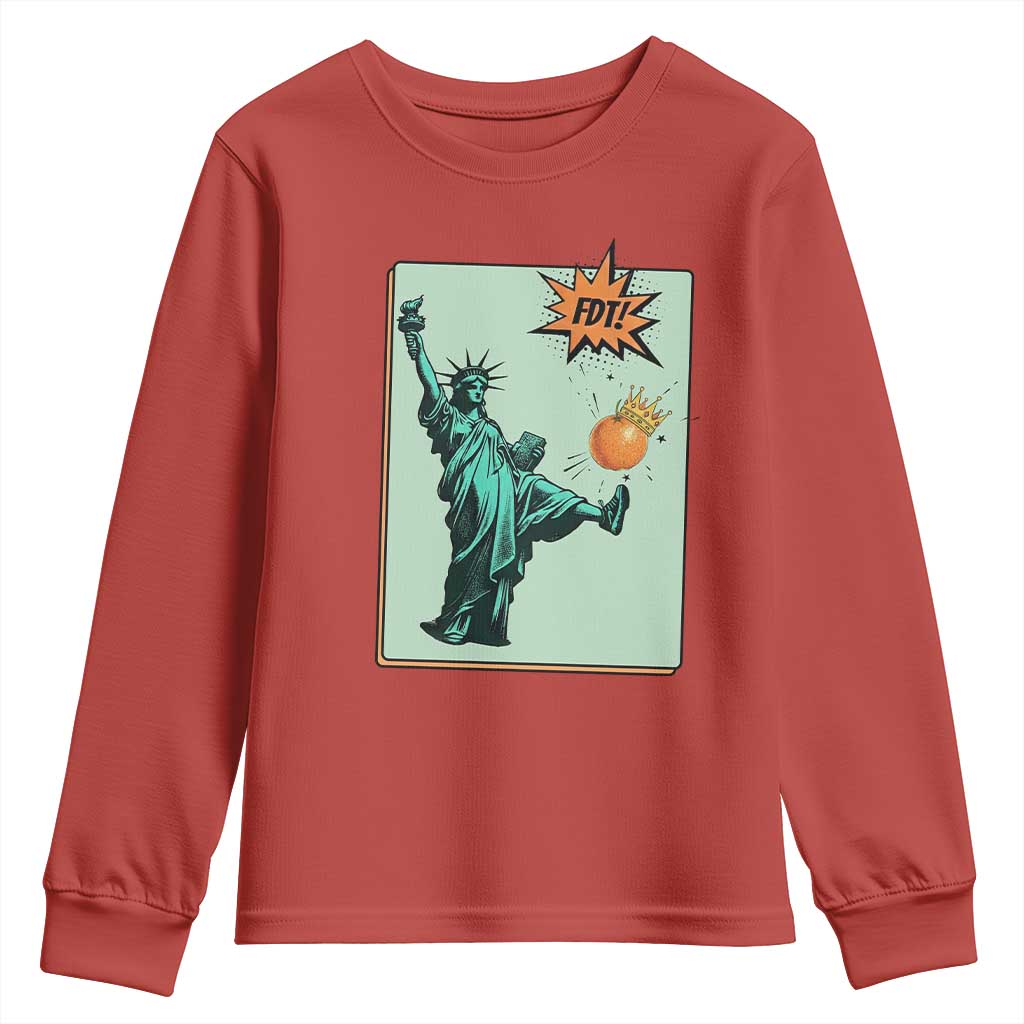 No Kings Youth Sweatshirt Statue of Liberty Political Protest TS14 Red Print Your Wear