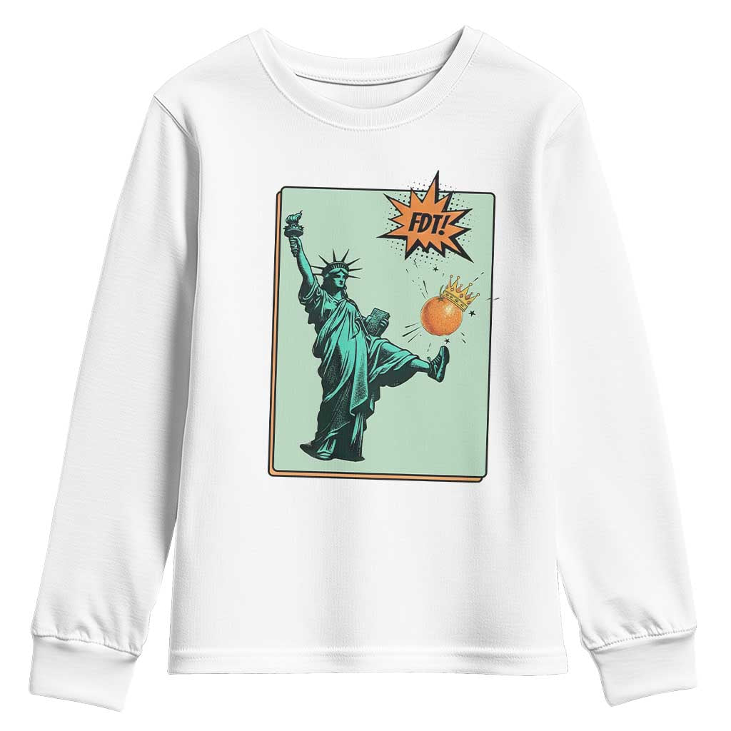 No Kings Youth Sweatshirt Statue of Liberty Political Protest TS14 White Print Your Wear