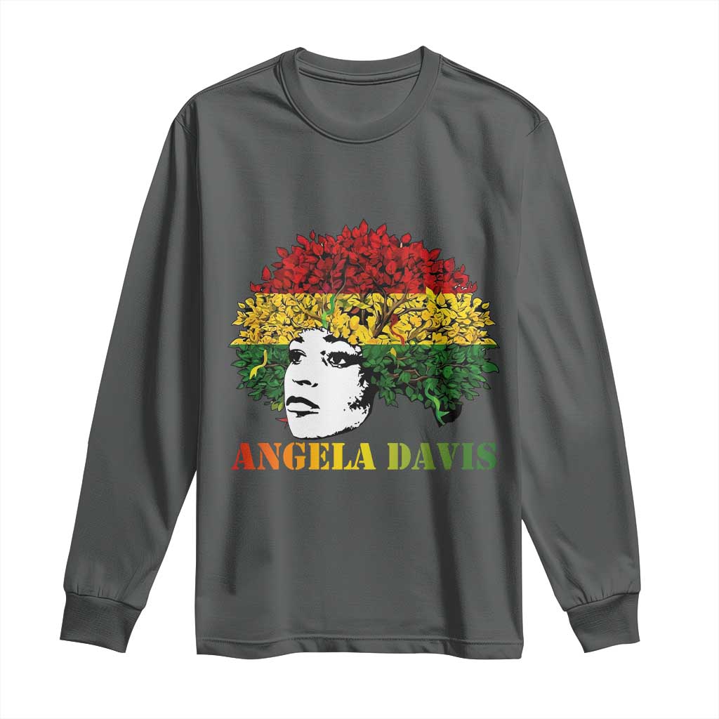 Angela Davis Long Sleeve Shirt Black History Month TS14 Dark Heather Print Your Wear