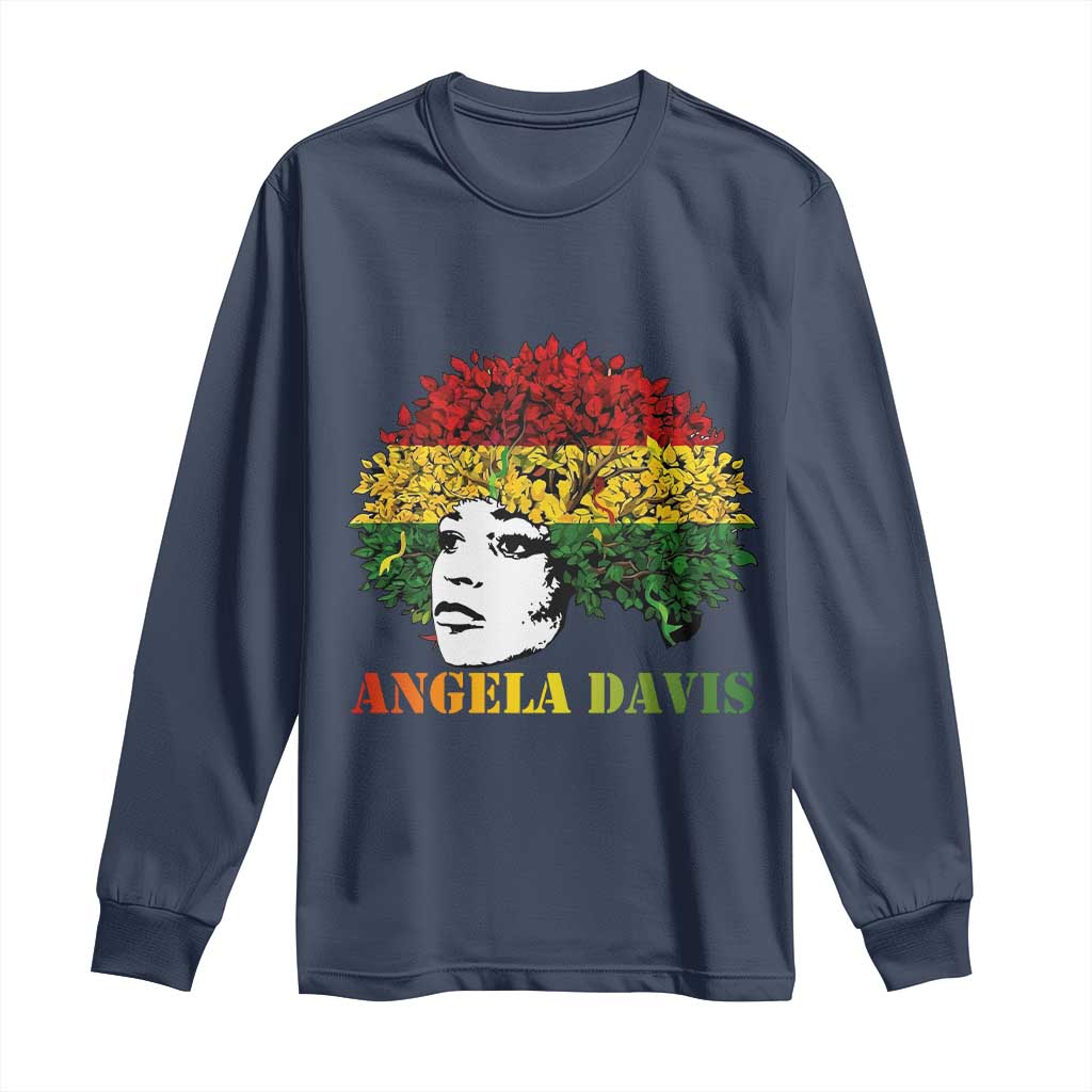 Angela Davis Long Sleeve Shirt Black History Month TS14 Navy Print Your Wear