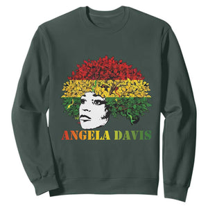 Angela Davis Sweatshirt Black History Month TS14 Dark Forest Green Print Your Wear