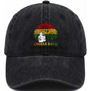 Angela Davis Washed Cotton Baseball Cap Black History Month TS14 Washed Cap Universal Fit Black Print Your Wear
