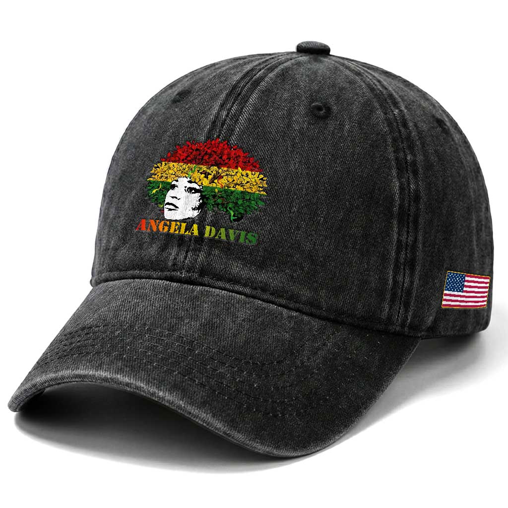 Angela Davis Washed Cotton Baseball Cap Black History Month TS14 Print Your Wear