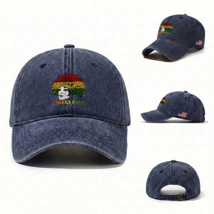 Angela Davis Washed Cotton Baseball Cap Black History Month TS14 Washed Cap Universal Fit Navy Print Your Wear
