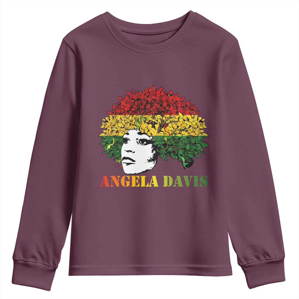 Angela Davis Youth Sweatshirt Black History Month TS14 Maroon Print Your Wear