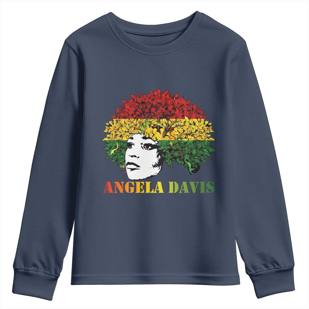 Angela Davis Youth Sweatshirt Black History Month TS14 Navy Print Your Wear