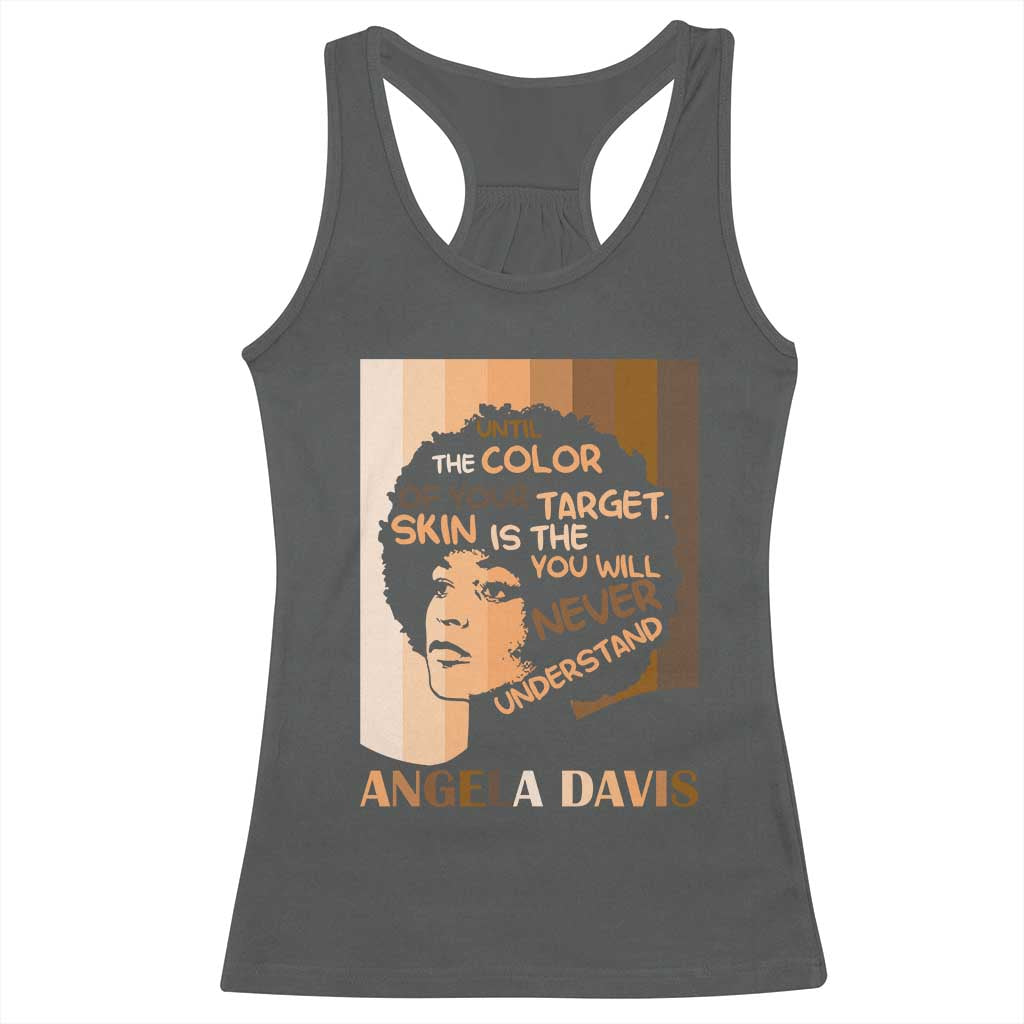 Angela Davis Inspirational Quote Racerback Tank Top Black Pride Melanin TS14 Dark Heather Print Your Wear