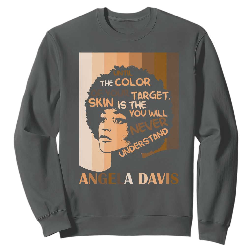 Angela Davis Inspirational Quote Sweatshirt Black Pride Melanin TS14 Dark Heather Print Your Wear