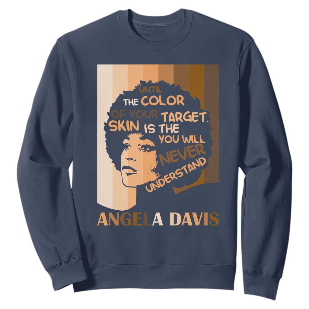 Angela Davis Inspirational Quote Sweatshirt Black Pride Melanin TS14 Navy Print Your Wear
