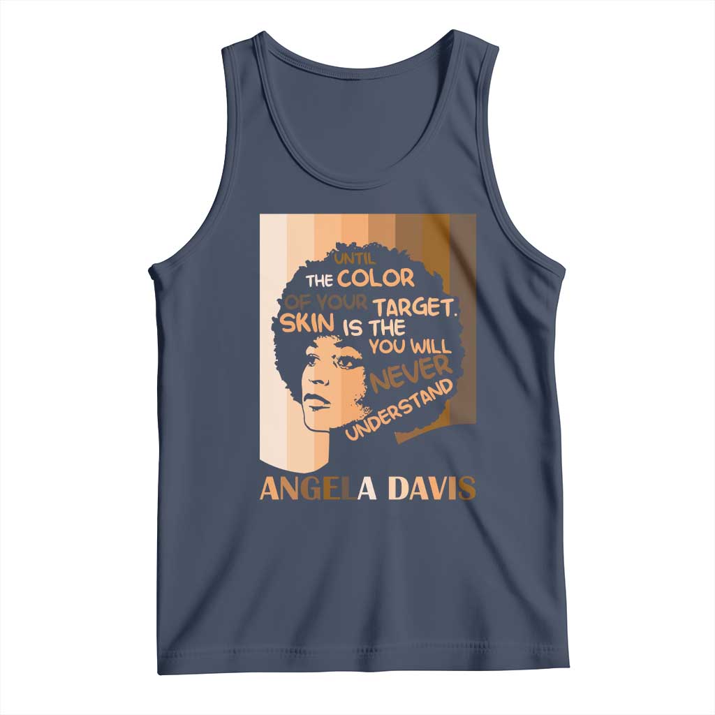 Angela Davis Inspirational Quote Tank Top Black Pride Melanin TS14 Navy Print Your Wear