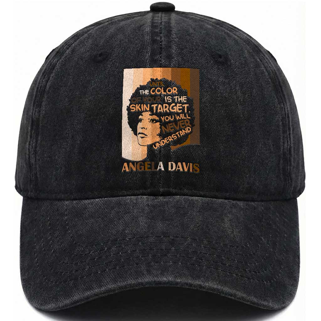 Angela Davis Inspirational Quote Washed Cotton Baseball Cap Black Pride Melanin TS14 Washed Cap Universal Fit Black Print Your Wear