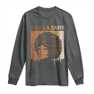 Angela Davis Quote Long Sleeve Shirt I Am No Longer Accepting The Things I Cannot Change TS14 Dark Heather Print Your Wear