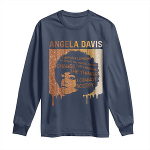 Angela Davis Quote Long Sleeve Shirt I Am No Longer Accepting The Things I Cannot Change TS14 Navy Print Your Wear