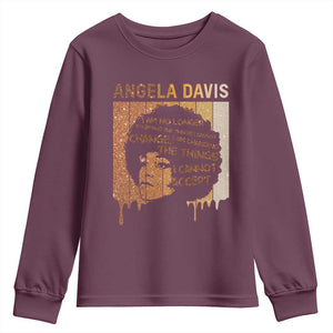 Angela Davis Quote Youth Sweatshirt I Am No Longer Accepting The Things I Cannot Change TS14 Maroon Print Your Wear