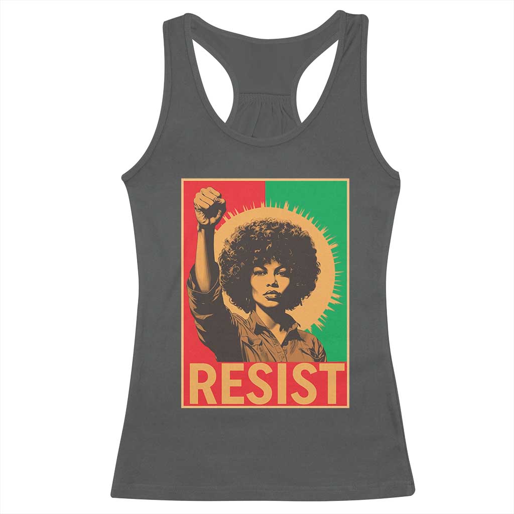 Angela Davis Racerback Tank Top Political Protest Resist Civil Rights Freedom TS14 Dark Heather Print Your Wear