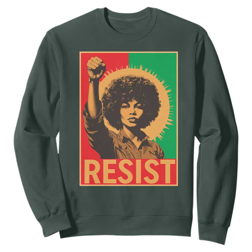 Angela Davis Sweatshirt Political Protest Resist Civil Rights Freedom TS14 Dark Forest Green Print Your Wear