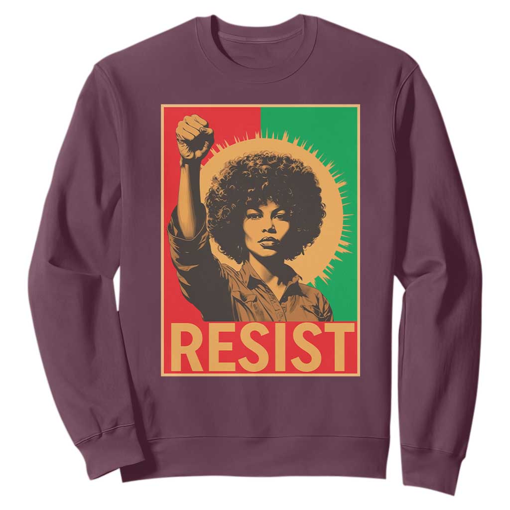 Angela Davis Sweatshirt Political Protest Resist Civil Rights Freedom TS14 Maroon Print Your Wear